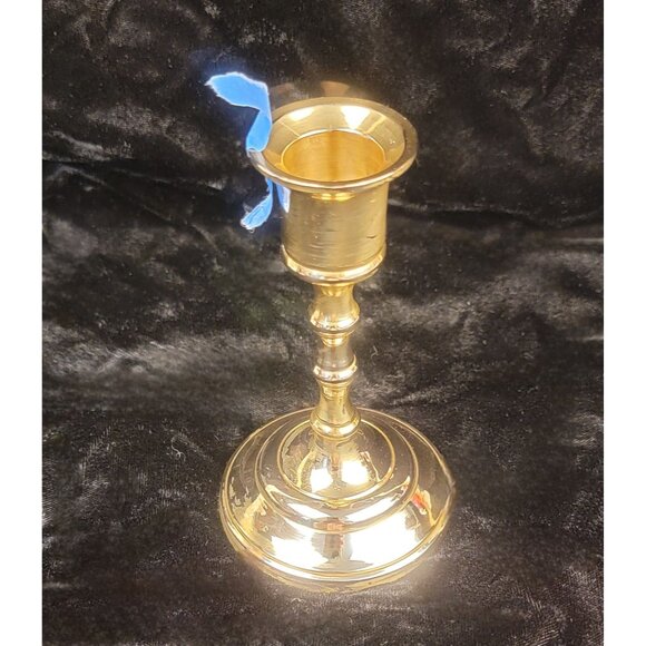 Vintage Mid-1900s Solid Brass Candlestick - Picture 5 of 13